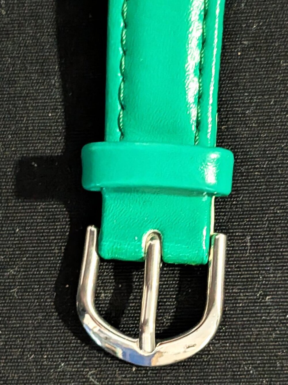 Ladies green leather watch strap
